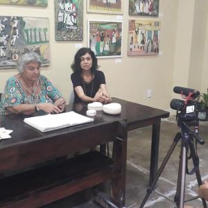 Pesquisadora em campo e Merced Guimarães